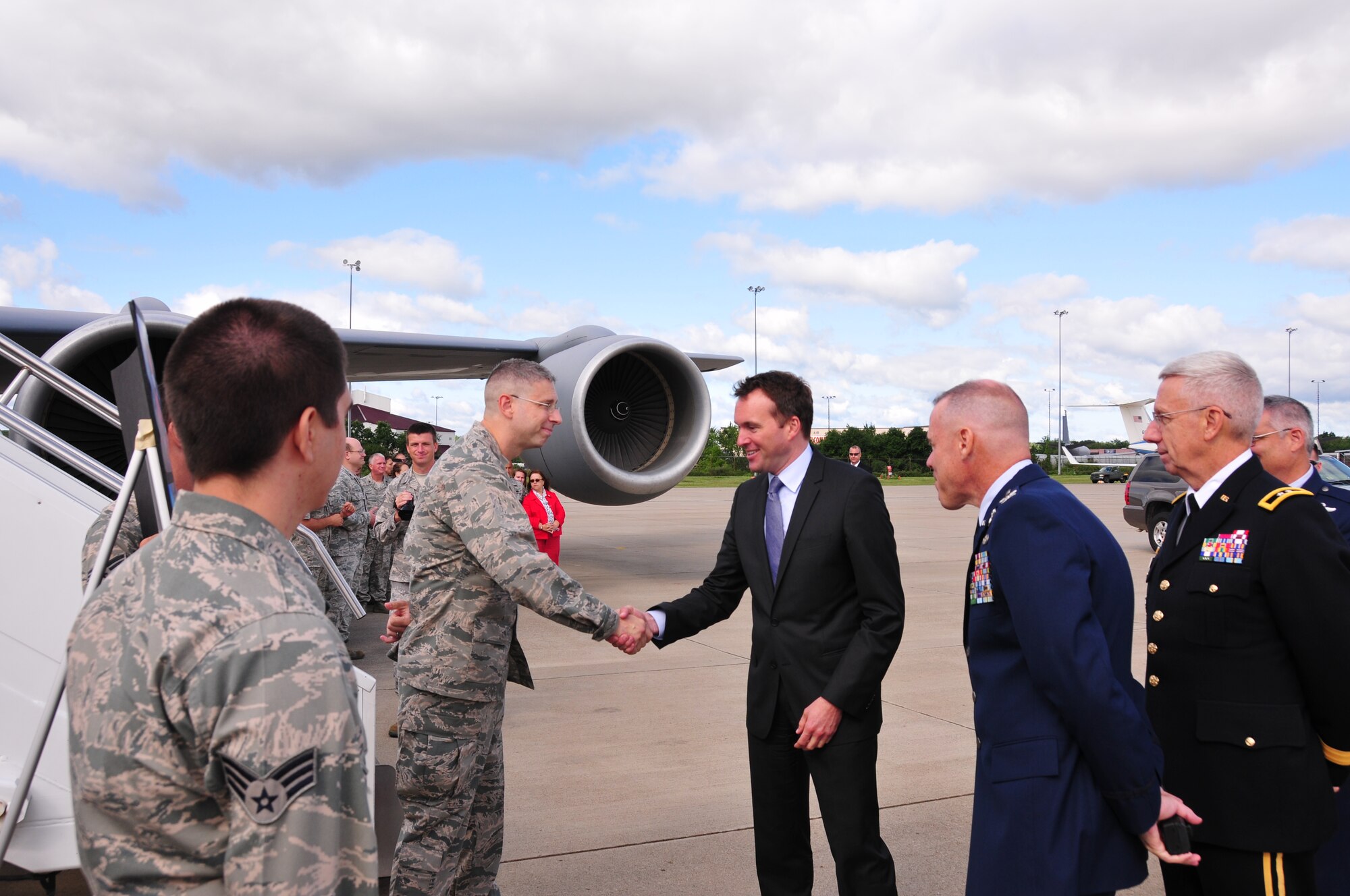 Acting Secretary of the Air Force Eric Fanning made a stop at the 171st Air Refueling Wing in Coraopolis July 24.  Mr. Fanning spent time with the men and women of the 171st, learning about the mission, capabilities, and relevance of the Pennsylvania Air National Guard. (U.S. Air National Guard photo by Maj. Karen Bogdan/released)