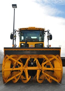 Snow removal equipment at the 104th Fighter Wing, Barnes Air National Guard Base, Westfield, Mass., stands at the ready the day before the blizzard of 2013 arrives to the area.