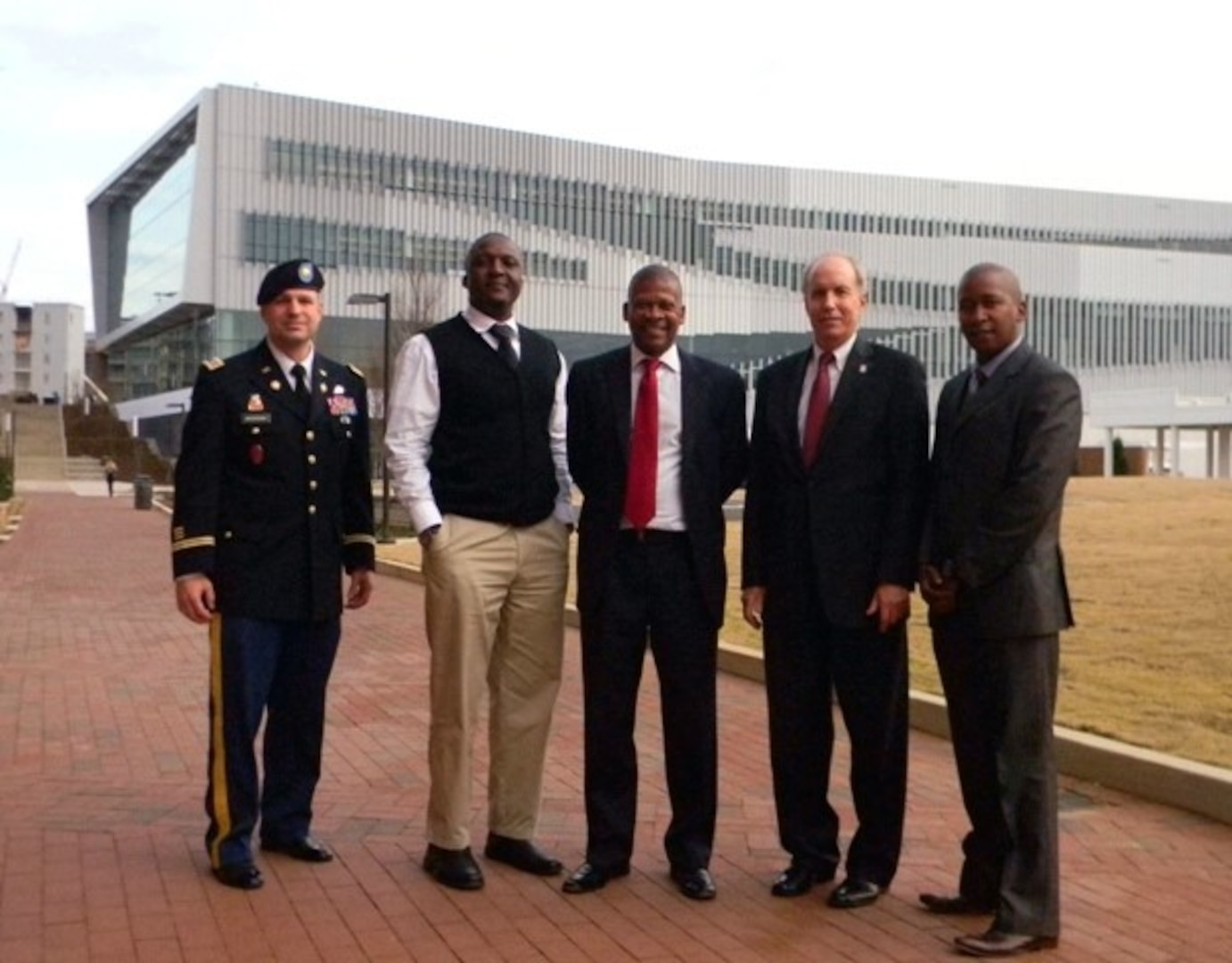 Army Maj. Clay Jackson, North Carolina National Guard legislative liaison officer and members of the Republic of Botswana Innovation Hub visit North Carolina State University’s Centennial Campus.