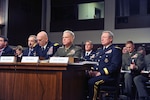 Army Gen. Frank Grass, the chief of the National Guard Bureau, right, testifies to the Senate Armed Services Committee on the impact on the Defense Department of sequestration and a yearlong continuing resolution at the Dirksen Senate Office Building in Washington, D.C., on Feb. 12, 2013.