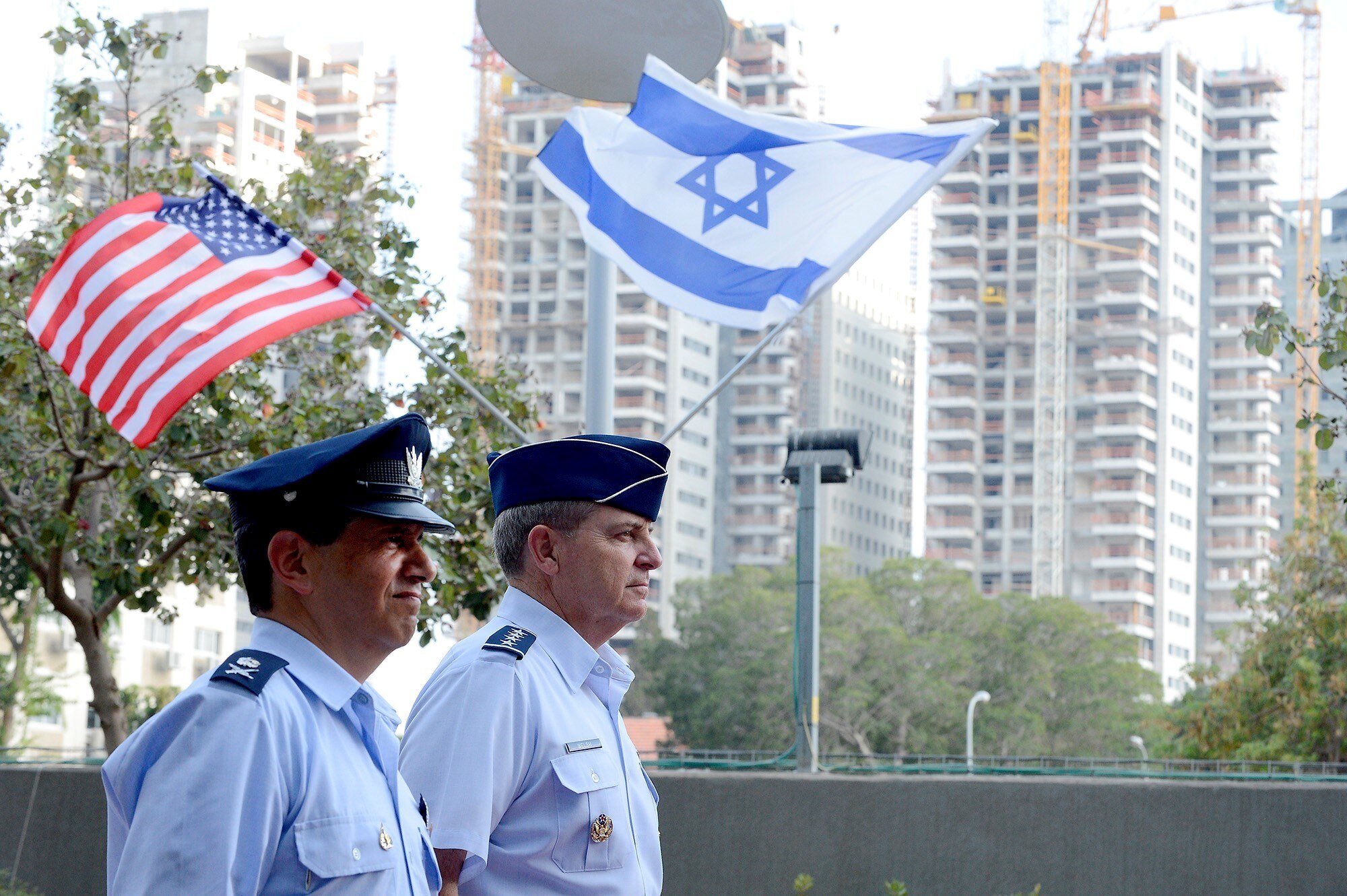 Chief of Staff Gen. Mark A. Welsh III (right) is welcomed with 
a ceremony by Maj. Gen. Amir Eshel, Israeli Air Force commander Aug. 4, 2013, in Tel Aviv. Welsh's visit provided the opportunity to discuss the future of the U.S.-Israel military partnership, and included a number of office calls and site visits with Israeli senior military leaders, along with a cultural tour. 
