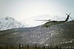 A flight crew with the Alaska Air National Guard's 210th Rescue Squadron conducts training with an HH-60 Pave Hawk helicopter near Bryant Air Field on Joint Base Elmendorf-Richardson Jan. 29, 2013.