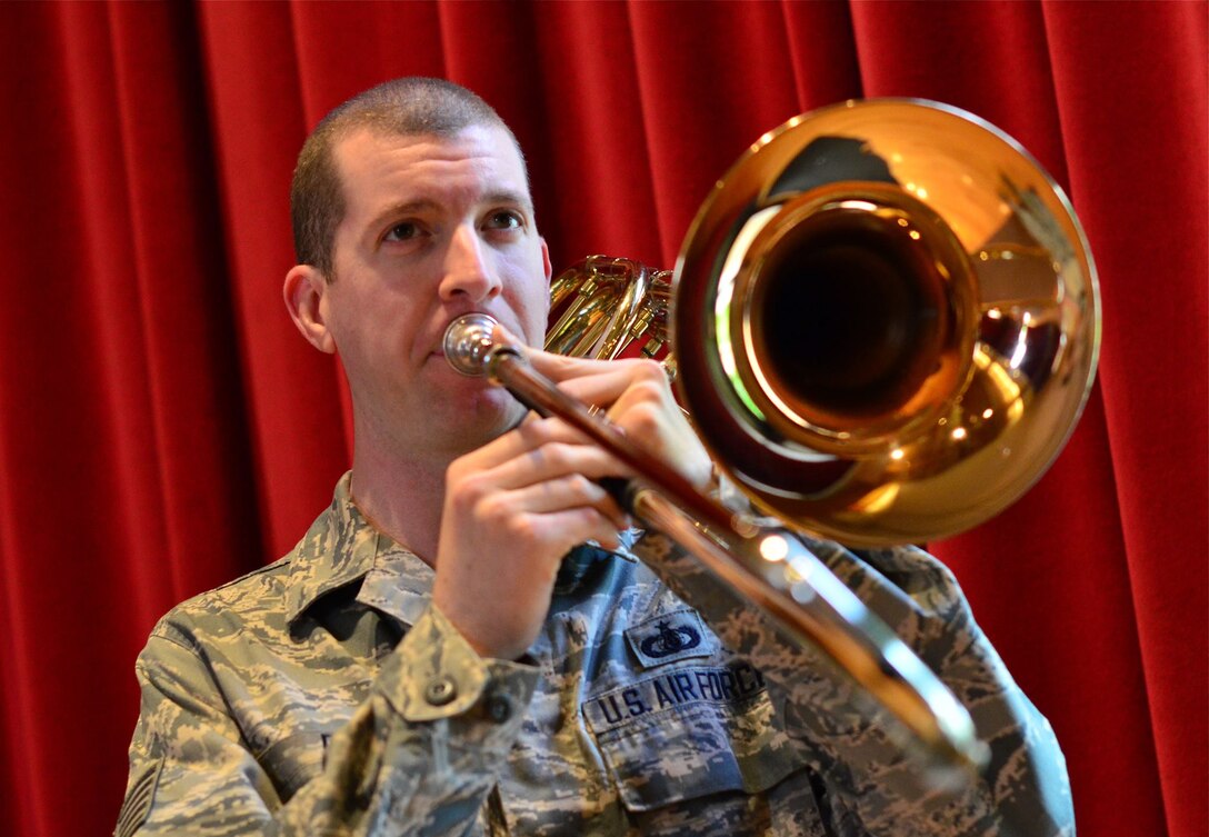 The U.S. Air Force Band welcomes Technical Sgt. Benjamin Polk, the new bass trombonist for the Airmen of Note. (U.S. Air Force photo)