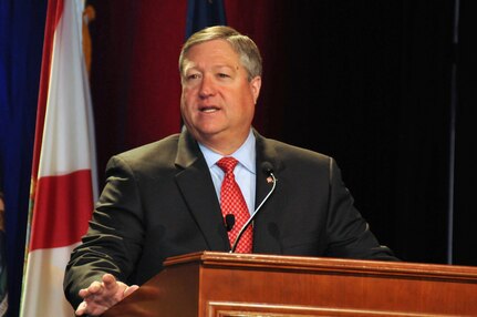 Michael B. Donley, the secretary of the Air Force, speaks to about 2,000 members of the Air National Guard's senior leadership at the 2010 Air National Guard Senior Leadership Conference in Washington D.C., Nov. 16, 2010.