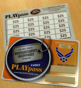 The 633rd Force Support Squadron offers the PLAYpass program, allowing single Airmen returning from deployments and families of deployed Airmen to participate in activities at Langley Air Force Base, Va. Families are able to experience activities such as recreational trips and sports at a discounted price. (U.S. Air Force photo by Airman1st Class Kimberly Nagle/Released)(Card numbers blurred for security reasons)