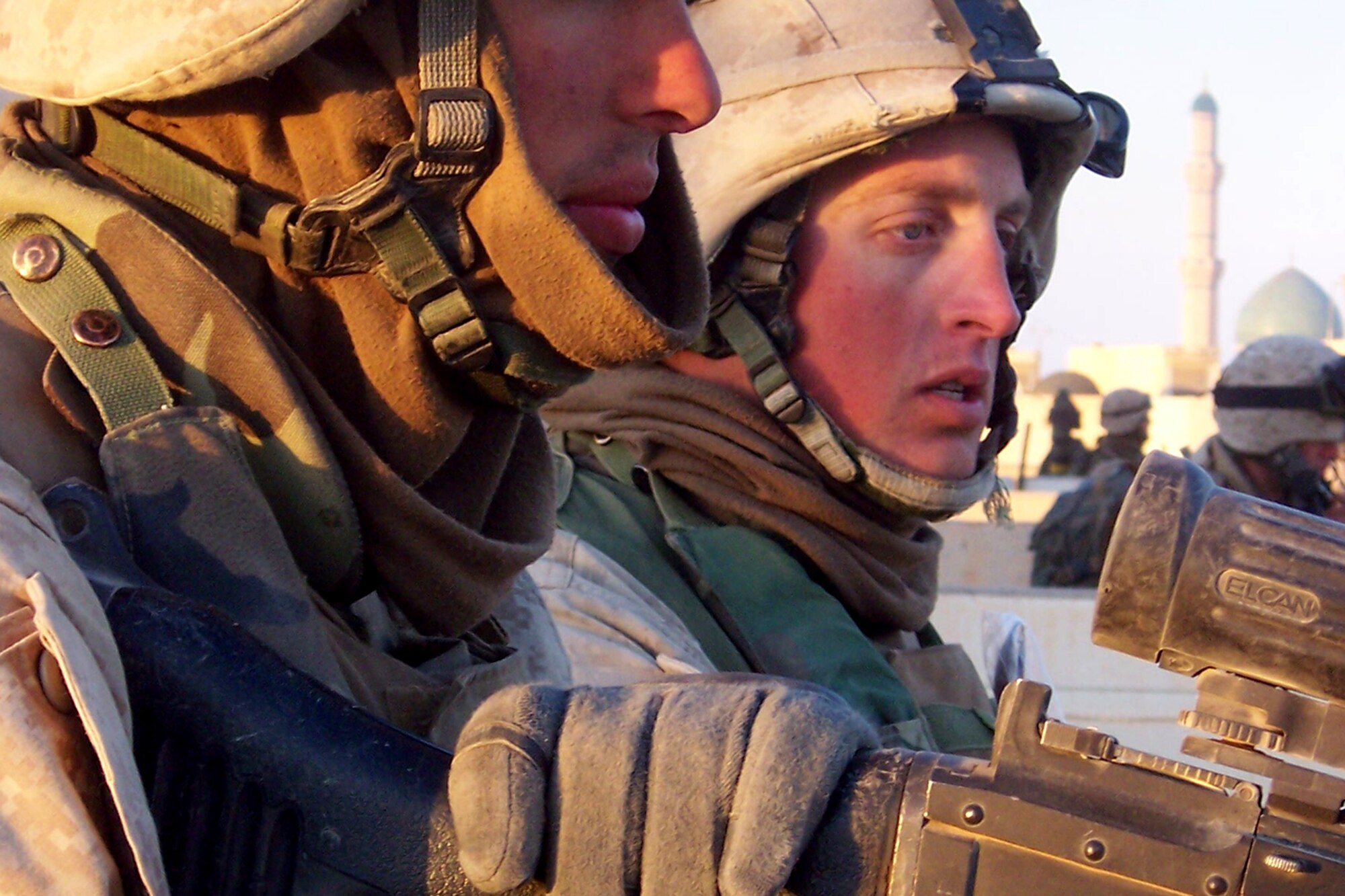 HUSAYBAH, Iraq – 24-year-old Lance Cpl. Roger Deeds (right) of Biloxi, Miss., died Nov. 16, 2005, as a result of enemy small arms fire while conducting combat operations against enemy forces during Operation Steel Curtain in Ubaydi, Iraq. Deeds was assigned to Battalion Landing Team 2nd Battalion, 1st Marine Regiment, 13th Marine Expeditionary Unit based at Camp Pendleton, Calif. Deeds’ father Scott works at Cheyenne Mountain AFS. (Courtesy photo)