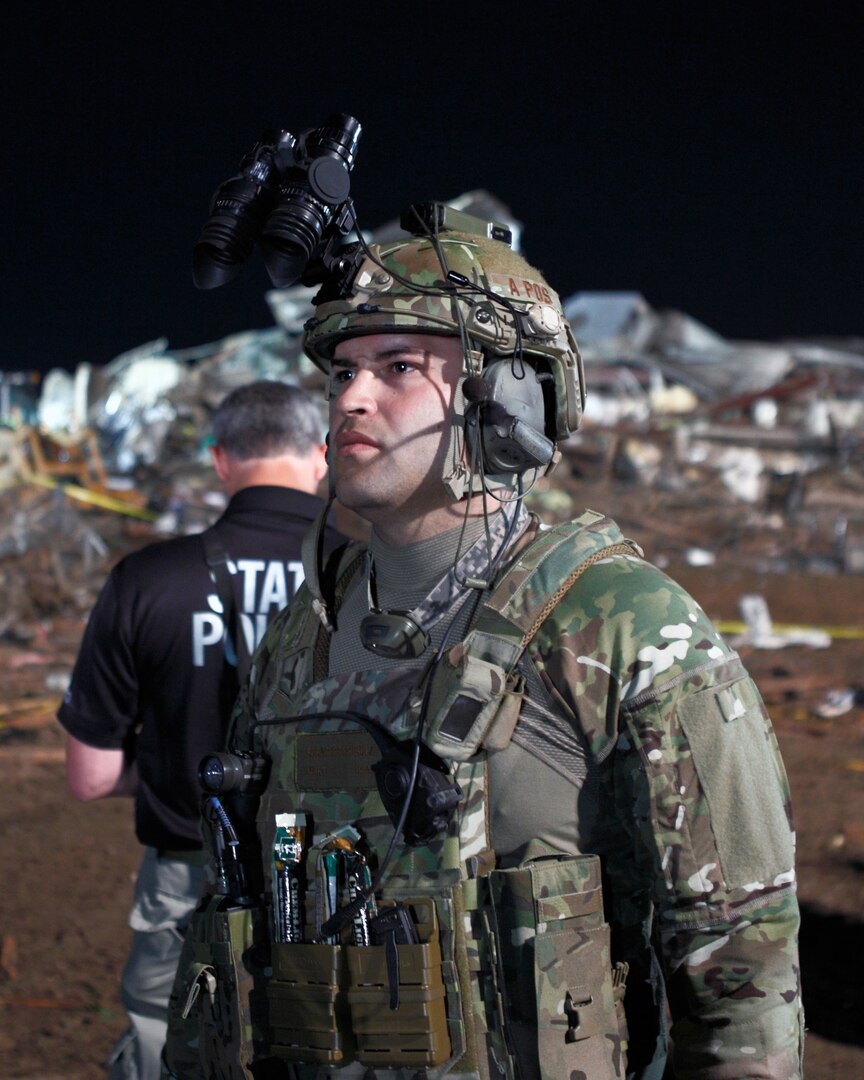 Oklahoma National Guard Soldiers and Airmen respond to a devastating tornado that ripped through Moore, Okla., May 20, 2013.