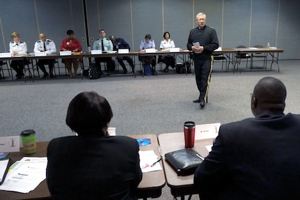 Army Gen. Frank Grass, chief National Guard Bureau, speaks to members of the National Guard's Joint Diversity Executive Council during the council's meeting at the Army National Guard Readiness Center in Arlington, Va., May 22, 2013. The JDEC meeting focused on ways to improve and encourage diversity throughout the ranks.