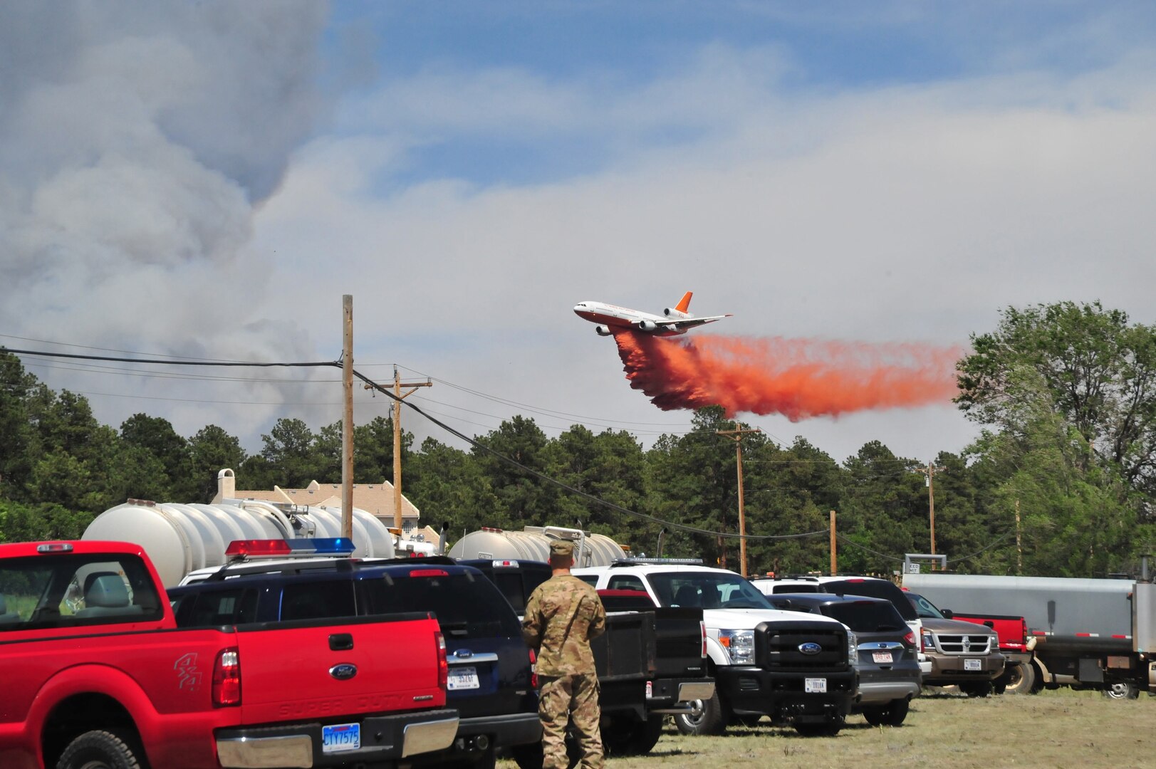 Colorado Army National Guard and Fort Carson aviation assets are providing firefighting assistance to civil authorities at the Black Forest fire in El Paso County, Colo. June 12, 2013.