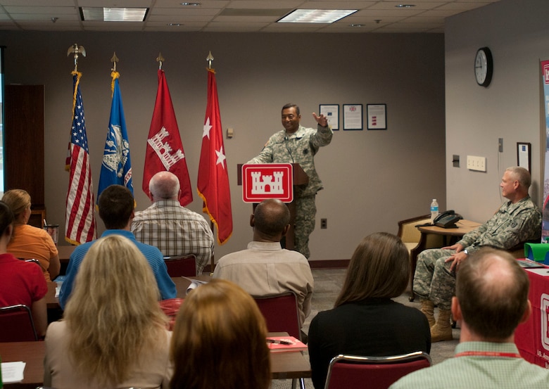 USACE Commanding General and Chief of Engineers Lt. Gen. Bostick addresses Baltimore District employees about the importance of STEM outreach. 