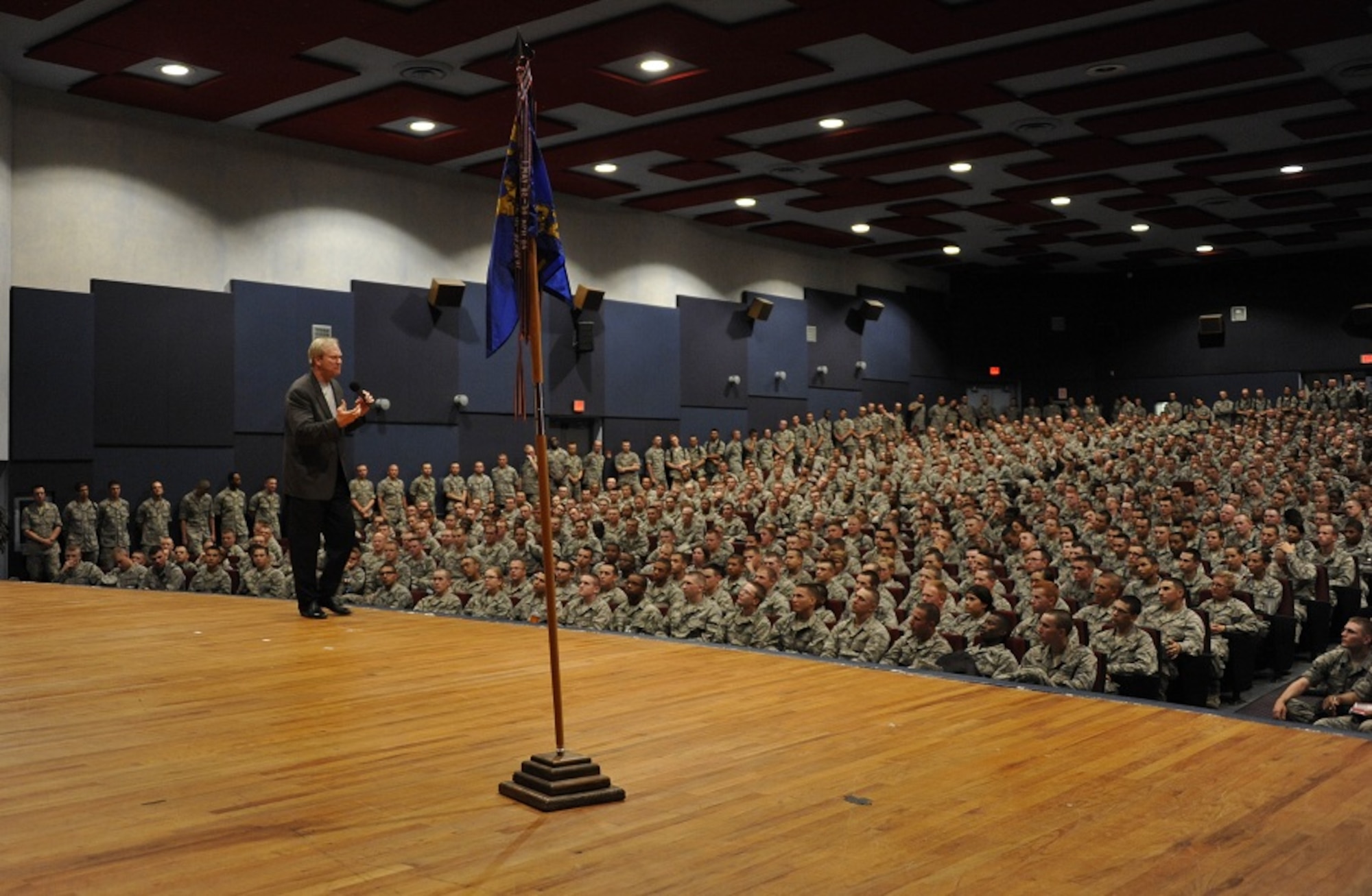 Dan Clark, a motivational speaker, visited Sheppard starting Aug. 4 and tailored his message around the 82nd Training Wing's "train and inspire" mission. He gave speeches during the 82nd TRW focus week, which had Airmen centralize the topic of resiliency into their training. (U.S. Air Force photo by Danny Webb) 