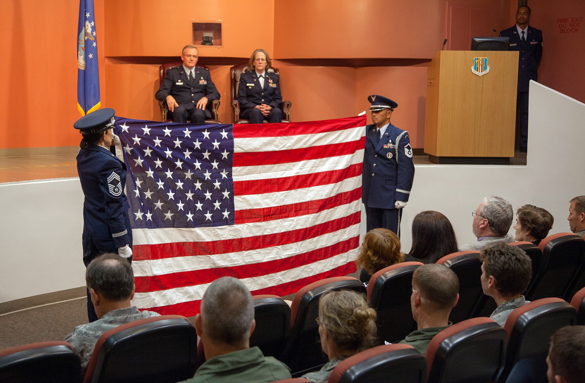 TRAVIS AIR FORCE BASE, Calif. -- Col. Térèse D. LeFrançois, former commander of the 349th Aerospace Medicine Squadron, was honored by friends and family in a retirement ceremony Aug. 11, 2013 at David Grant Medical Center, Travis Air Force Base, Calif. (U.S. Air Force photo / Lt. Col. Robert Couse-Baker)