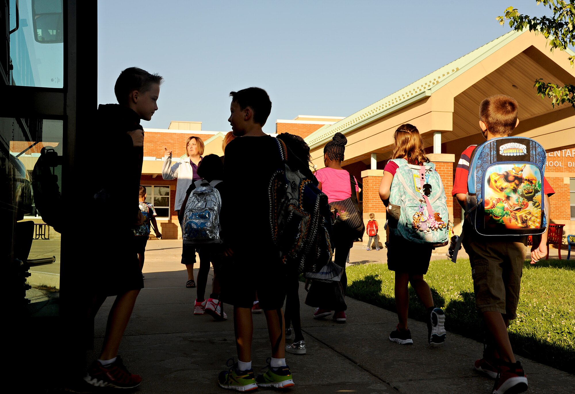 School started this week for children attending Scott Elementary School on August 12 at Scott Air Force Base, Ill. Scott Elementary teaches Kindergarten through fifth grade for members of Team Scott children. (U.S. Air Force photo/Airman 1st Class Kristina Forst)