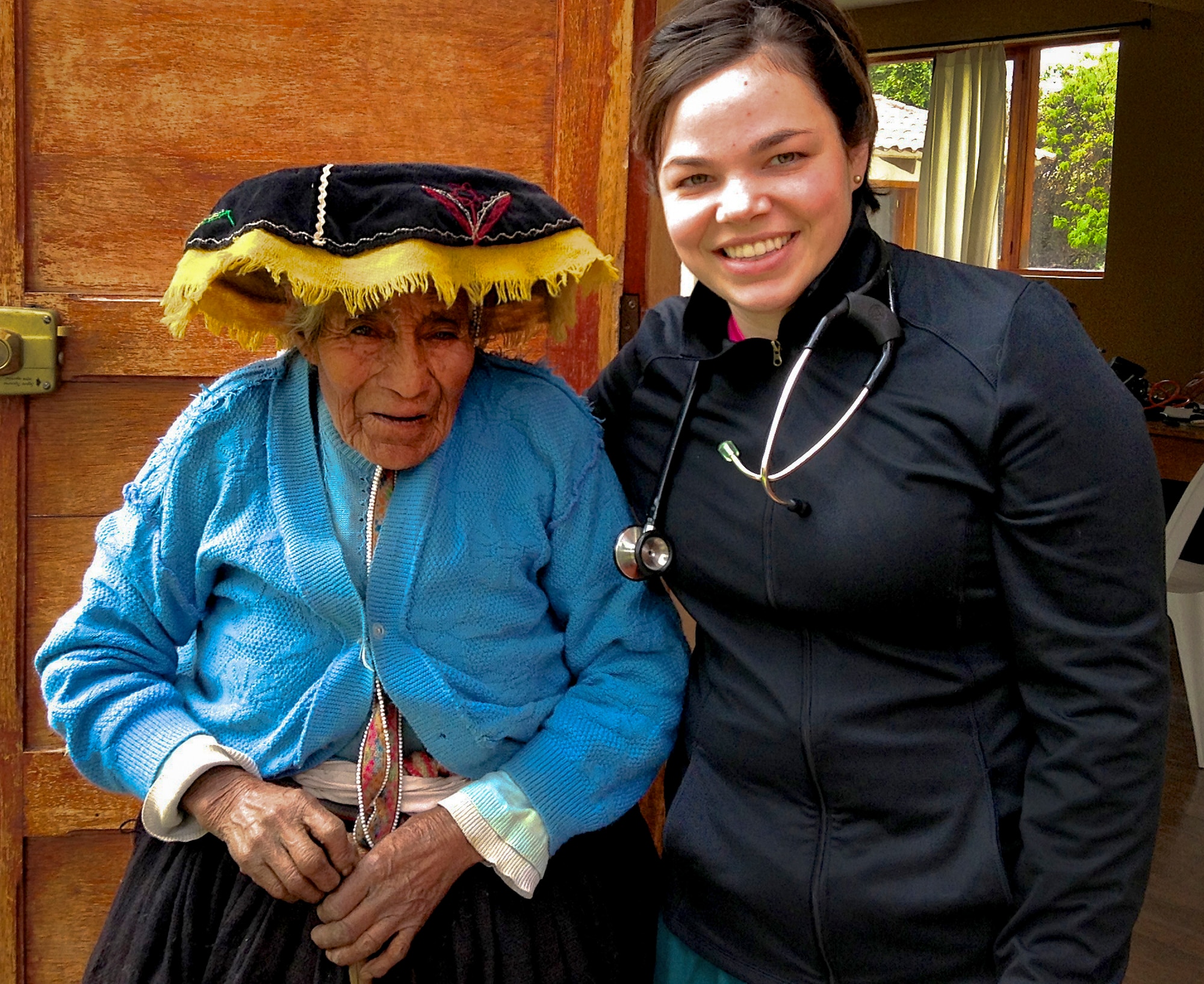 Capt. Danielle Dufresne, a physician with the 96th Medical Operations Squadron, stands with a Quechuan woman outside one of the clinics. Dufresne was one of 14 military medical specialists on a mission trip called Healing Peru. The team provided free medical services, preventive health care and health education to the natives of Andahuaylillas, Peru. (Courtesy photo)