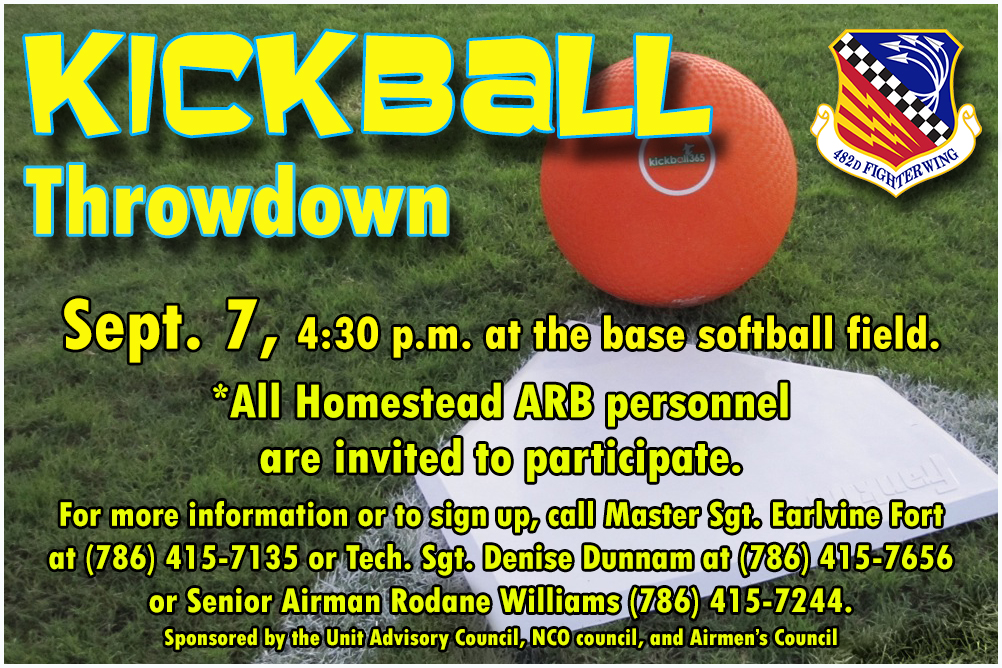 Sign up for kickball throwdown Sept. 7 > Homestead Air Reserve Base ...