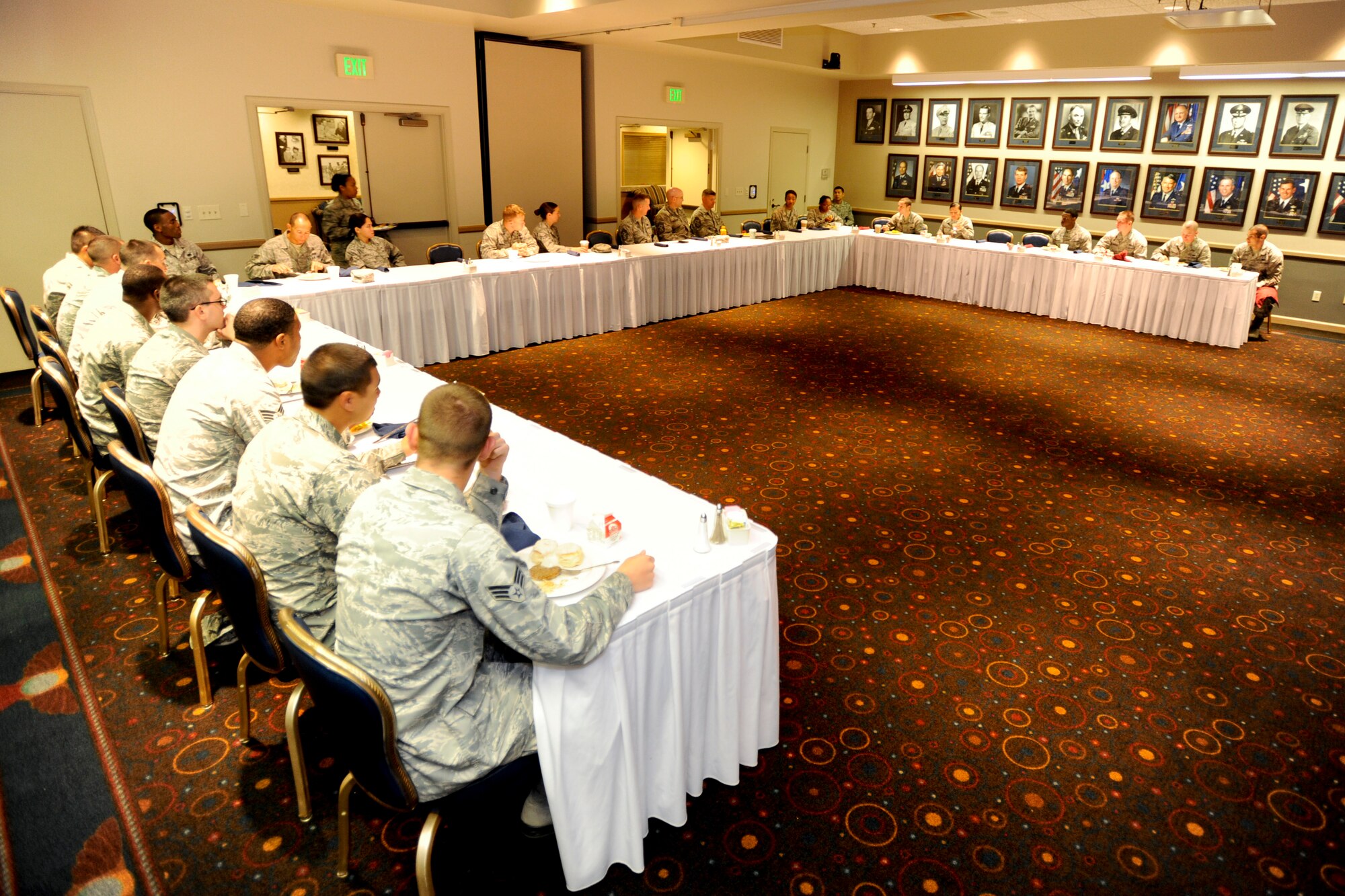 VANDENBERG AIR FORCE BASE, Calif. – Chief Master Sgt. Douglas McIntyre, Air Force Space Command command chief, speaks during a wing non-commissioned officer and senior NCO call here Wednesday, July 31, 2013. McIntyre spoke to Airmen about a variety of topics including special duty assignments, enlisted performance reports, and the physical fitness test standards. (U.S. Air Force photo/Airman Yvonne Morales)