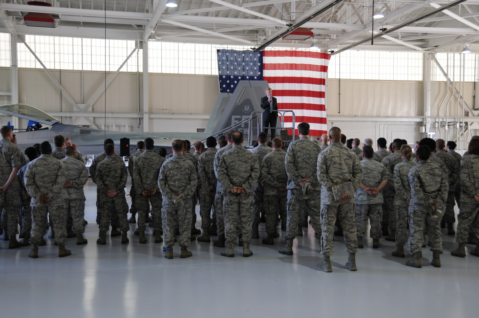 Governor Bob McDonnell visits with Airmen from the 192d Fighter Wing at Joint Base Langley-Eustis, August 13, 2013, during his "This Commonwealth of Opportunity" statewide tour. During his visit, he met with Airmen from the Virginia Air National Guard and thanked them for their contributions to the war efforts and for supporting the Commonwealth of Virginia during state emergencies over the past 10 years.  (U.S. Air National Guard photo by Master Sgt. Carlos J. Claudio/Released).