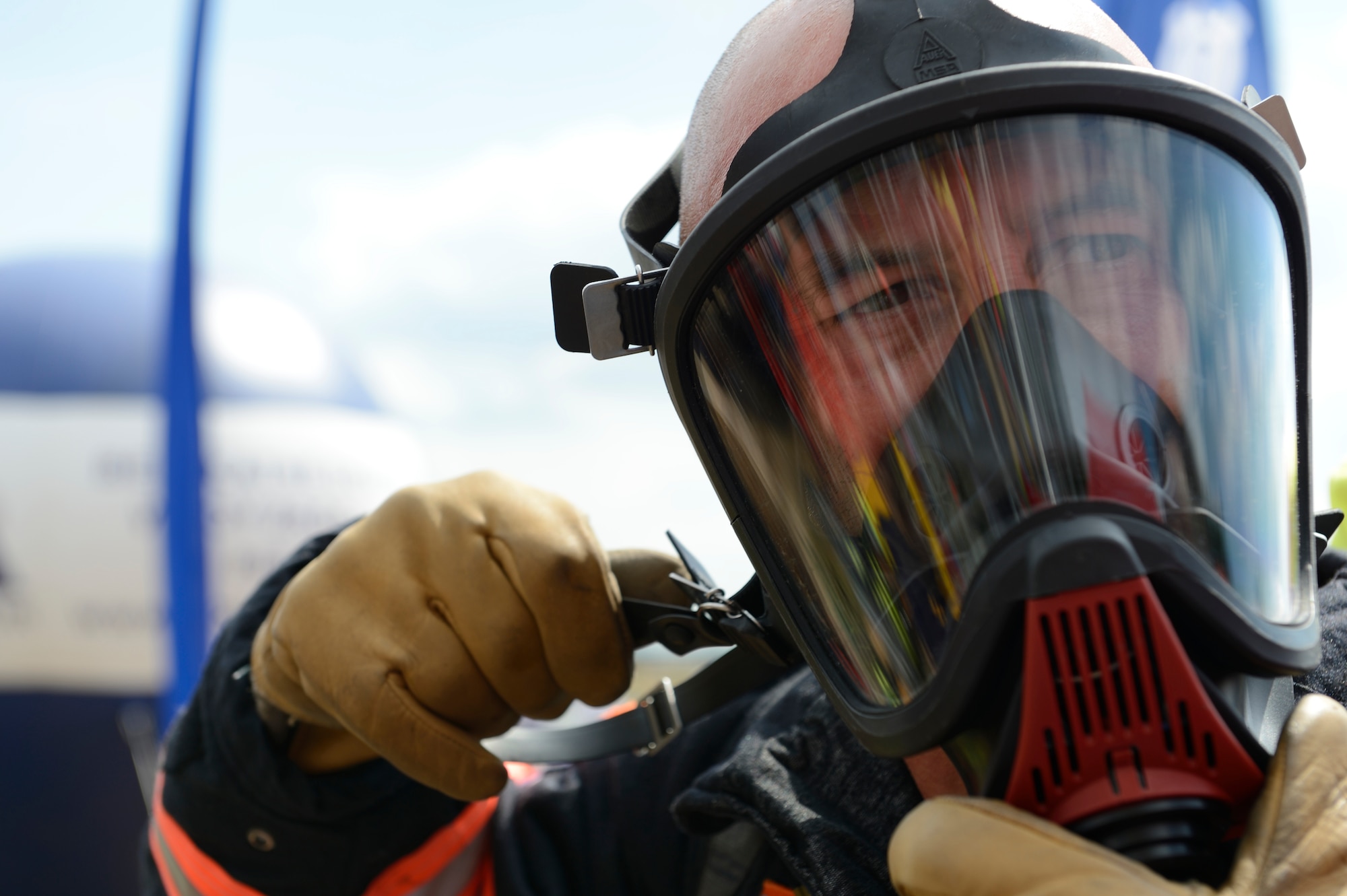 SPANGDAHLEM AIR BASE, Germany – Gerd Mueller, 52nd Civil Engineer Squadron firefighter from Gransdorf, Germany, prepares for a race during the Szczecin Firefighter Combat Challenge in Szczecin, Poland Aug. 10, 2013. Mueller placed first in the individual race for participants in the 40-50 age range. (U.S. Air Force photo by Staff Sgt. Christopher Ruano/Released)