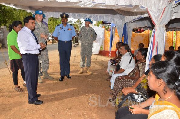 NORTHERN PENINSULA, Sri Lanka -- Sri Lankan and the U.S. military and civilians educate locals here Aug. 5 on disaster preparedness during Operation Pacific Angel 13-4. The operation was a combined effort of Sri Lanka and the U.S. to both provide health and engineering services, plus better prepare locals for disaster response. (Sri Lanka Air Force photo/Released)