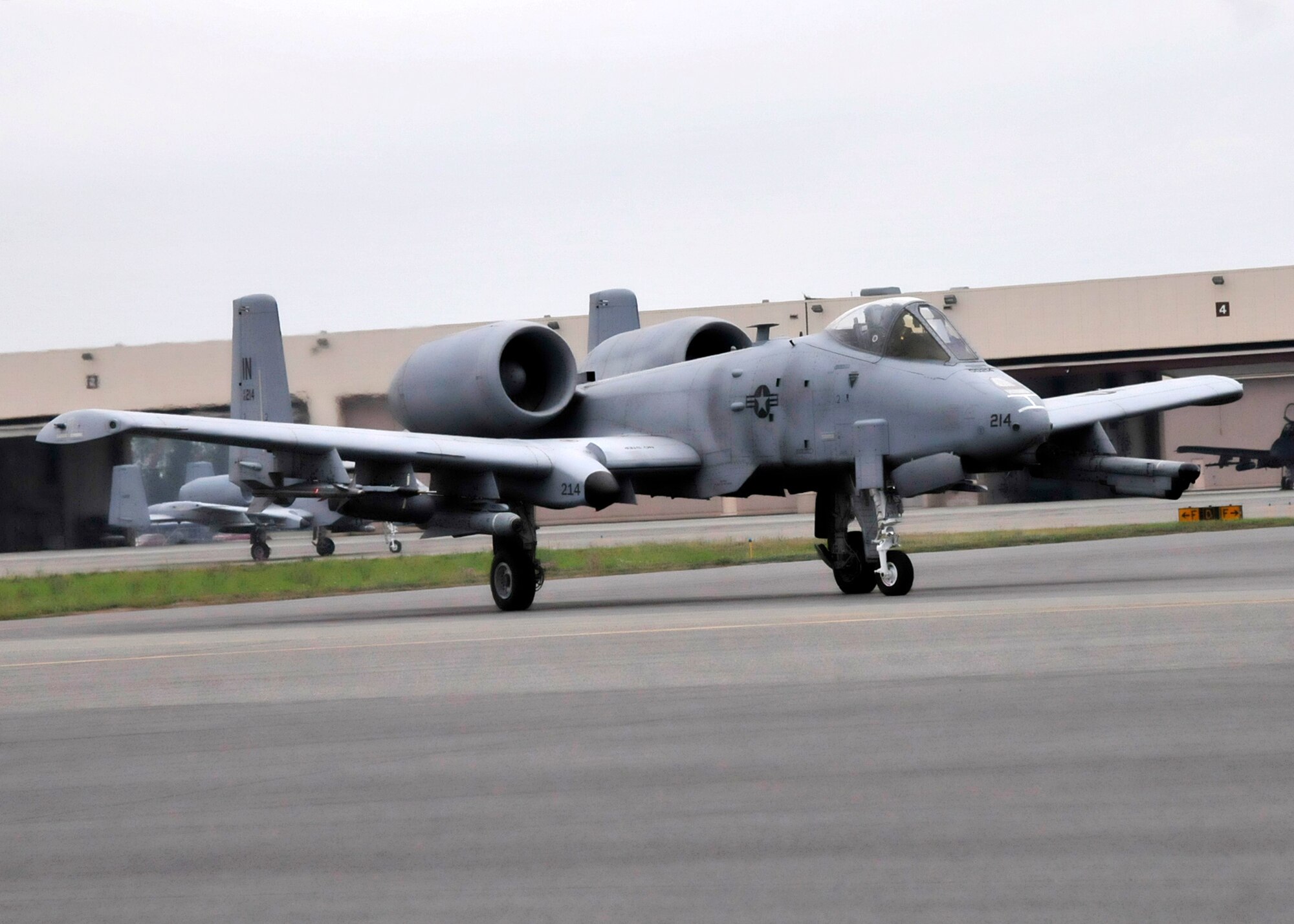 A-10 Thunderbolt aircraft, 122nd Fighter Wing, 163rd Fighter Squadron, Indiana Air National Guard, Ft. Wayne, Ind. taxi and take-off as part of RED FLAG-Alaska 13-3, Aug. 12, 2013, Eielson Air Force Base, Alaska. (U.S. Air Force photo by Staff Sgt. Kirsten Wicker/Released)