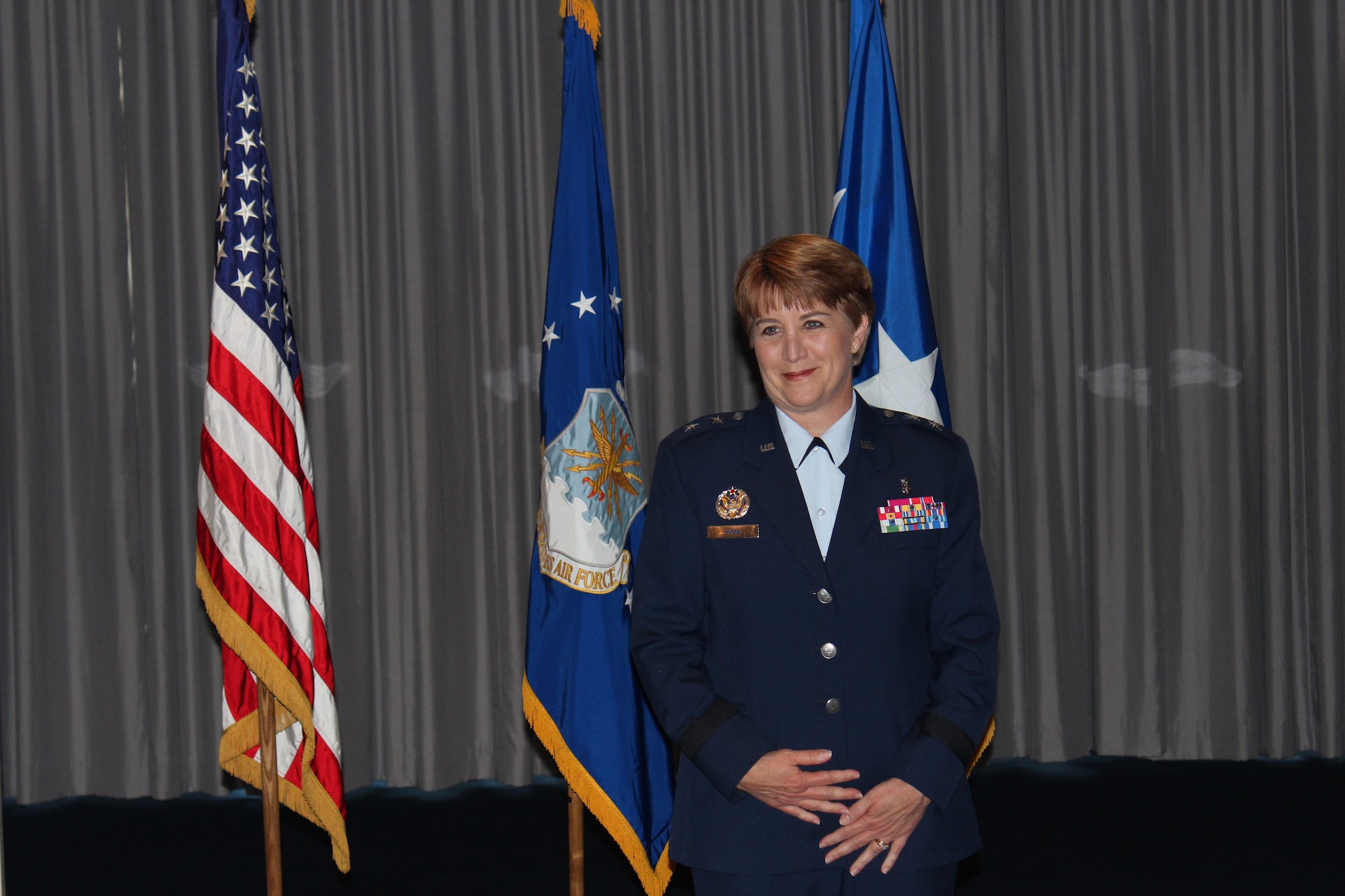 Maj. Gen. Dorothy A. Hogg, Assistant Air Force Surgeon General, Medical Force Development and Chief of the Nurse Corps, is promoted from colonel during a ceremony on Aug. 12, 2013 at Bolling Air Force Base, Md. (Photo by Jon Stock, U.S. Air Force)
