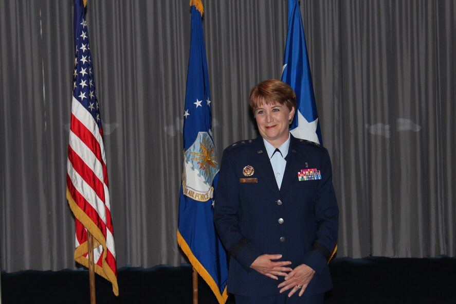 Maj. Gen. Dorothy A. Hogg, Assistant Air Force Surgeon General, Medical Force Development and Chief of the Nurse Corps, is promoted from colonel during a ceremony on Aug. 12, 2013 at Bolling Air Force Base, Md. (Photo by Jon Stock, U.S. Air Force)
