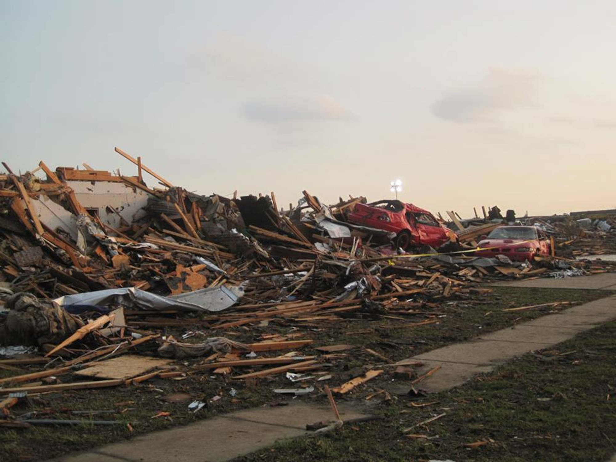 What is left of a home in Moore, Okla., as it was leveled by a massive tornado that touched down May 20. (U.S. Air Force photo/Staff Sgt. Brandi Smith)