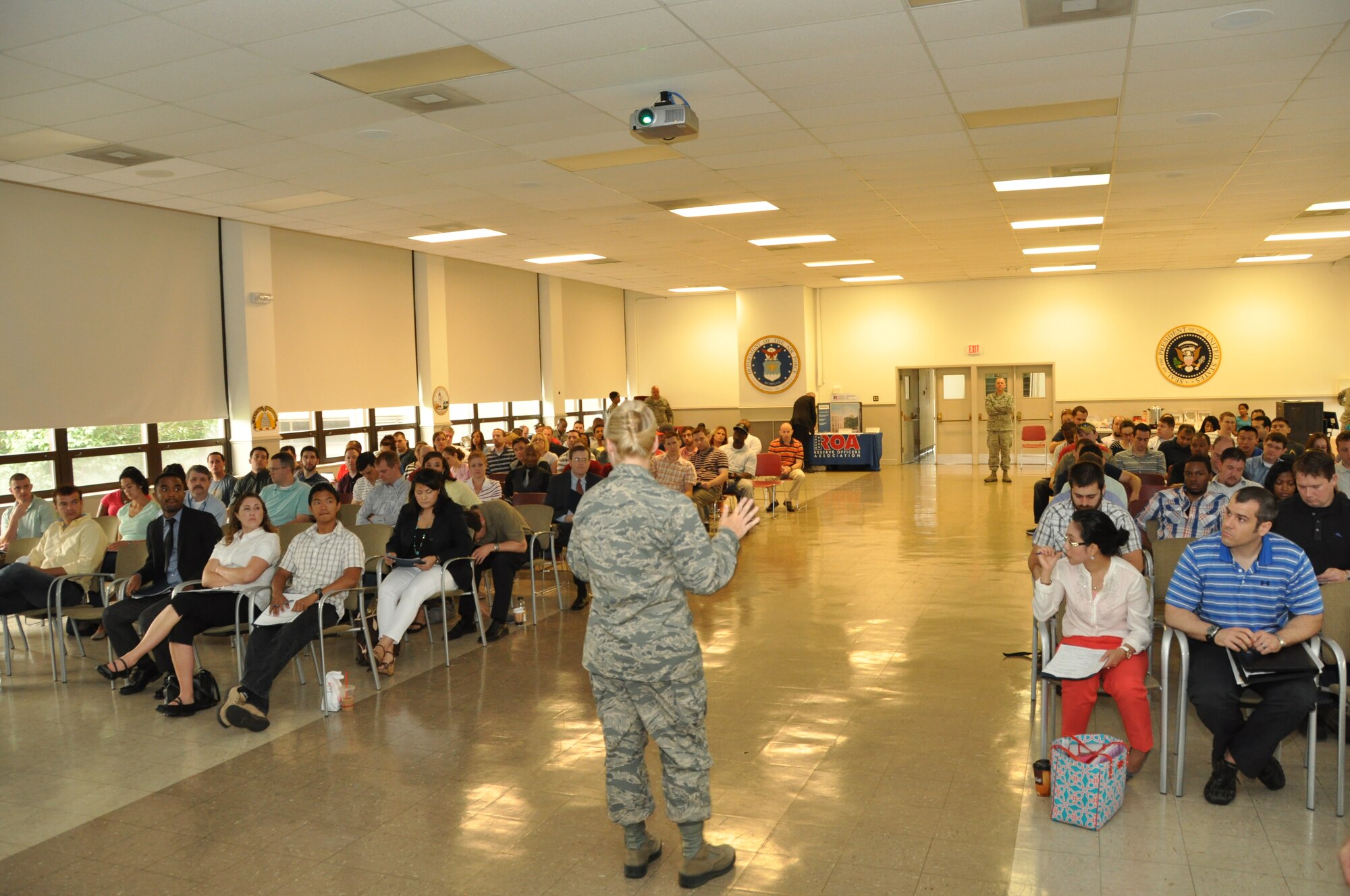 One hundred and eighteen members of the Individual Ready Reserve attend a muster hosted by the 459th Air Refueling Wing at Joint Base Andrews, Md., August 11, 2013. Musters serve as an opportunity for Inactive Reserve members to update their personnel and medical records, ensuring full readiness in case of a recall to duty. (U.S. Air Force photo/ Staff Sgt. Katie Spencer) 