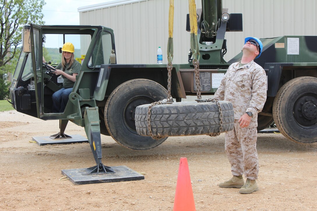 Military Spouses operating heavy equipment.