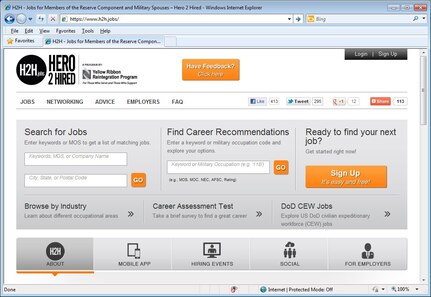 The website www.h2h.jobs is aimed at Soldiers ready to leave the service, to help them find jobs that best match their knowledge, skills, abilities and interests.