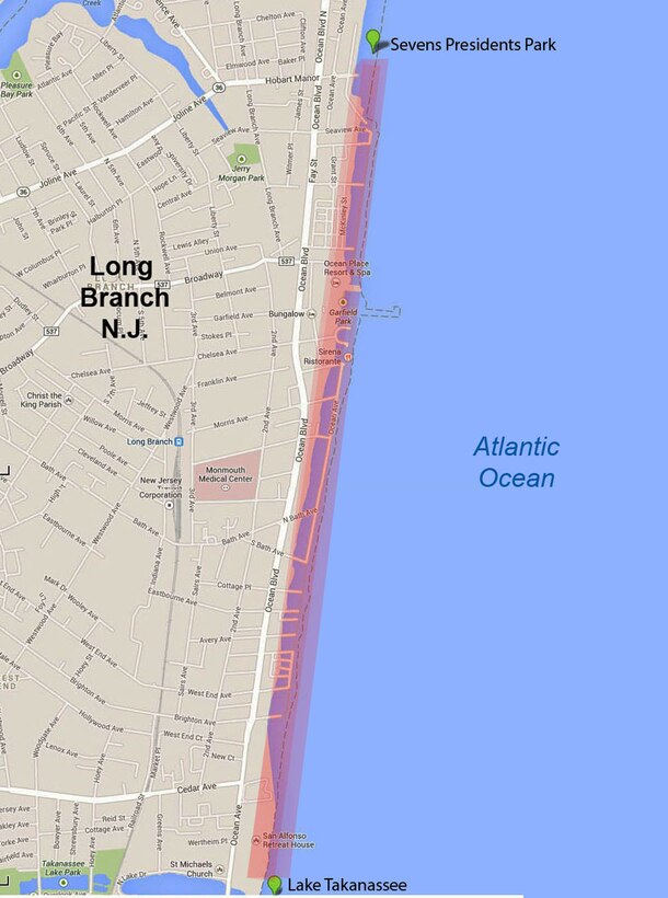 The Long Branch contract will cover an area between Sevens Presidents Park southward to the north of Lake Takanassee in Long Branch, N.J. for the placement of an estimated 3.3 million cubic yards of sand throughout this reach.
