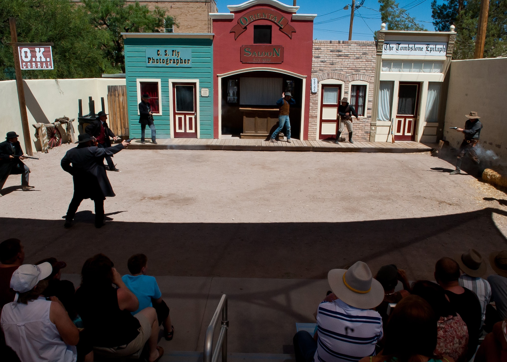 Actors re-enact the famous “Gunfight at OK Corral” in Tombstone. The re-enactment is one of many attractions in “The Town Too Tough to Die.” (U.S. Air Force photo/Staff Sgt. Nestor Cruz)