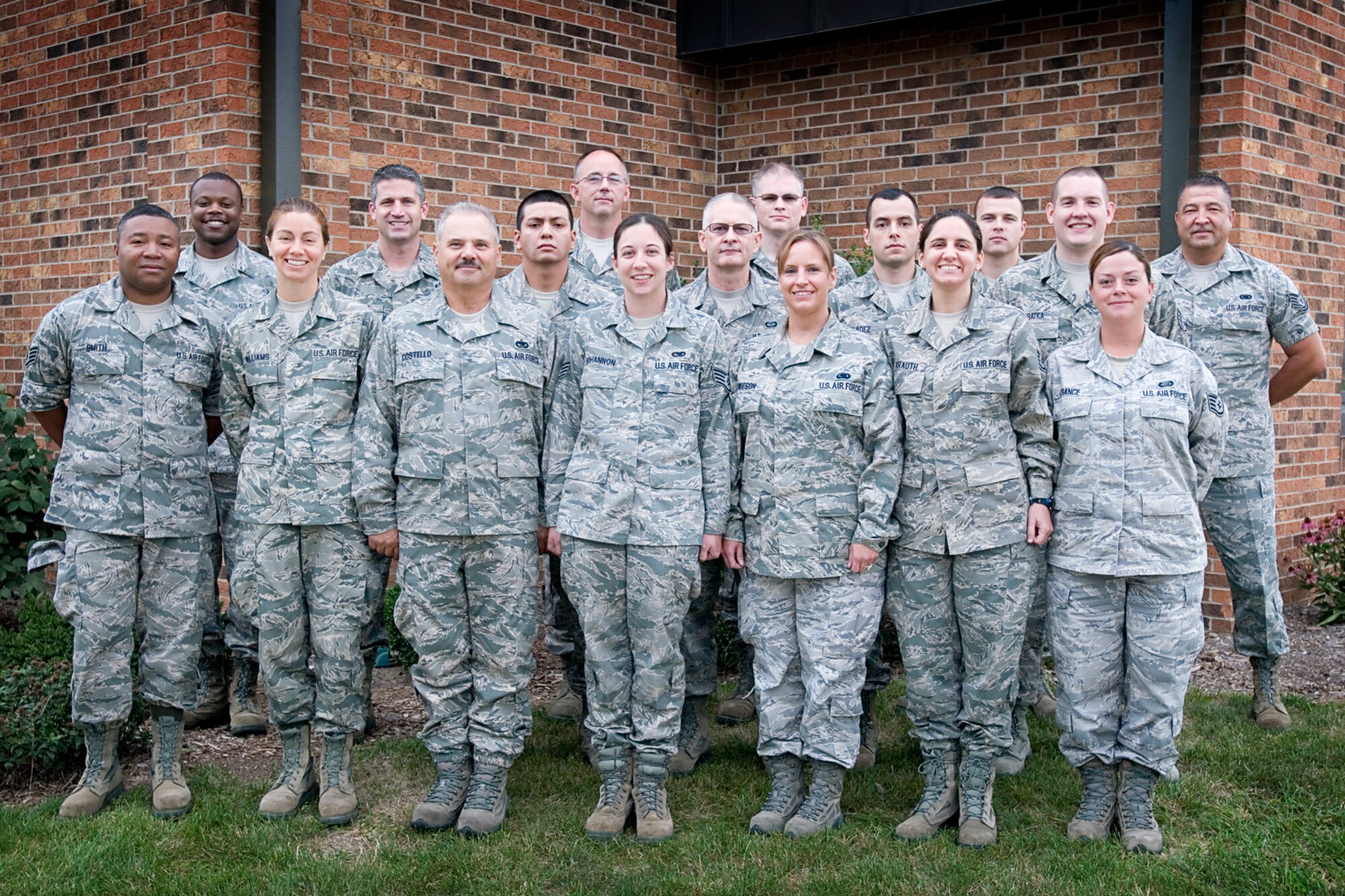 Airmen from the Noncommissioned Officer Leadership Development Course pose for a class photo at Grissom Air Reserve Base, Ind., Aug. 16, 2013. During the 10-day class students learned to hone and enhance their leadership skills. (U.S. Air Force photo/Tech. Sgt. Douglas Hays)