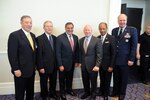 Left to right: Army Lt. Gen. (ret.) Edward Baca; Air Force Lt. Gen. (ret.) John Conaway; Secretary of Defense Leon Panetta; Army Lt. Gen. (ret.) H Steven Blum; Air Force Lt. Gen. Russell Davis (ret.) and Air Force Gen. Craig McKinley, the chief of the National Guard Bureau, at the National Guard 2011 Joint Senior Leadership Conference in National Harbor, Md., on Nov. 8. Baca, Conaway, Blum and Davis are former chiefs of the National Guard Bureau.