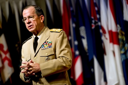 Navy Adm. Mike Mullen, chairman of the Joint Chiefs of Staff, speaks to conference attendees at Give An Hour, a conference addressing the needs of military families, at the Women in Military Service for America Memorial in Washington, D.C., June 14, 2011.