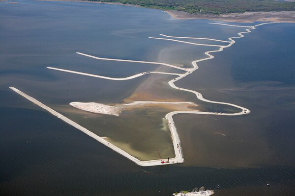 An aerial view of the Cat Island Chain in Green Bay, Wis.