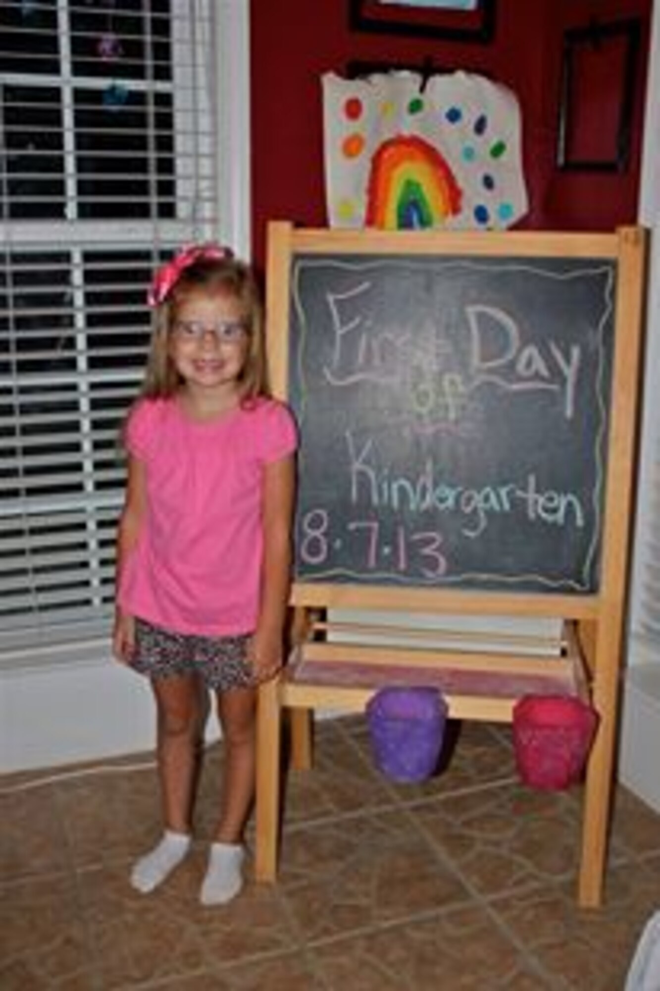 Tech. Sgt. Keith Connella's daughter, Reagan, prepares for her first day of kindergarten. Connella is now an Air Force recruiter assigned to the 336th Recruiting Squadron. (courtesy photo)