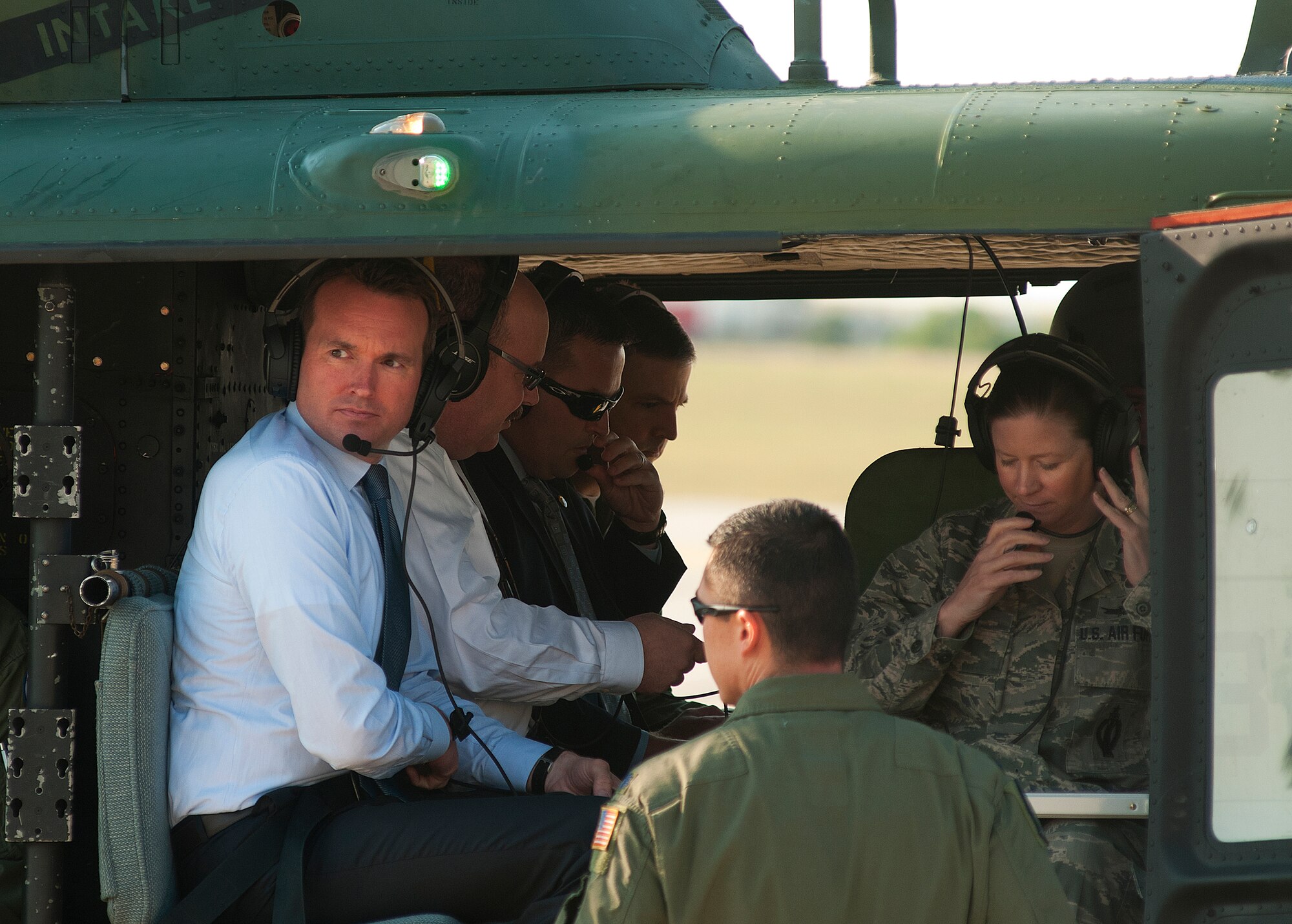 Acting Secretary of the Air Force Eric Fanning boards an UH-1N Huey helicopter belonging to 37th Helicopter Squadron at F.E. Warren Air Force Base, Wyo., Aug. 16, 2013, to fly out to the 90th Missile Wing’s Missile Alert Facility Alpha-1 near Lindburg, Wyo. Fanning was accompanied on the flight by Col. Tracey Hayes, 90 MW commander. (U.S. Air Force photo by R.J. Oriez)