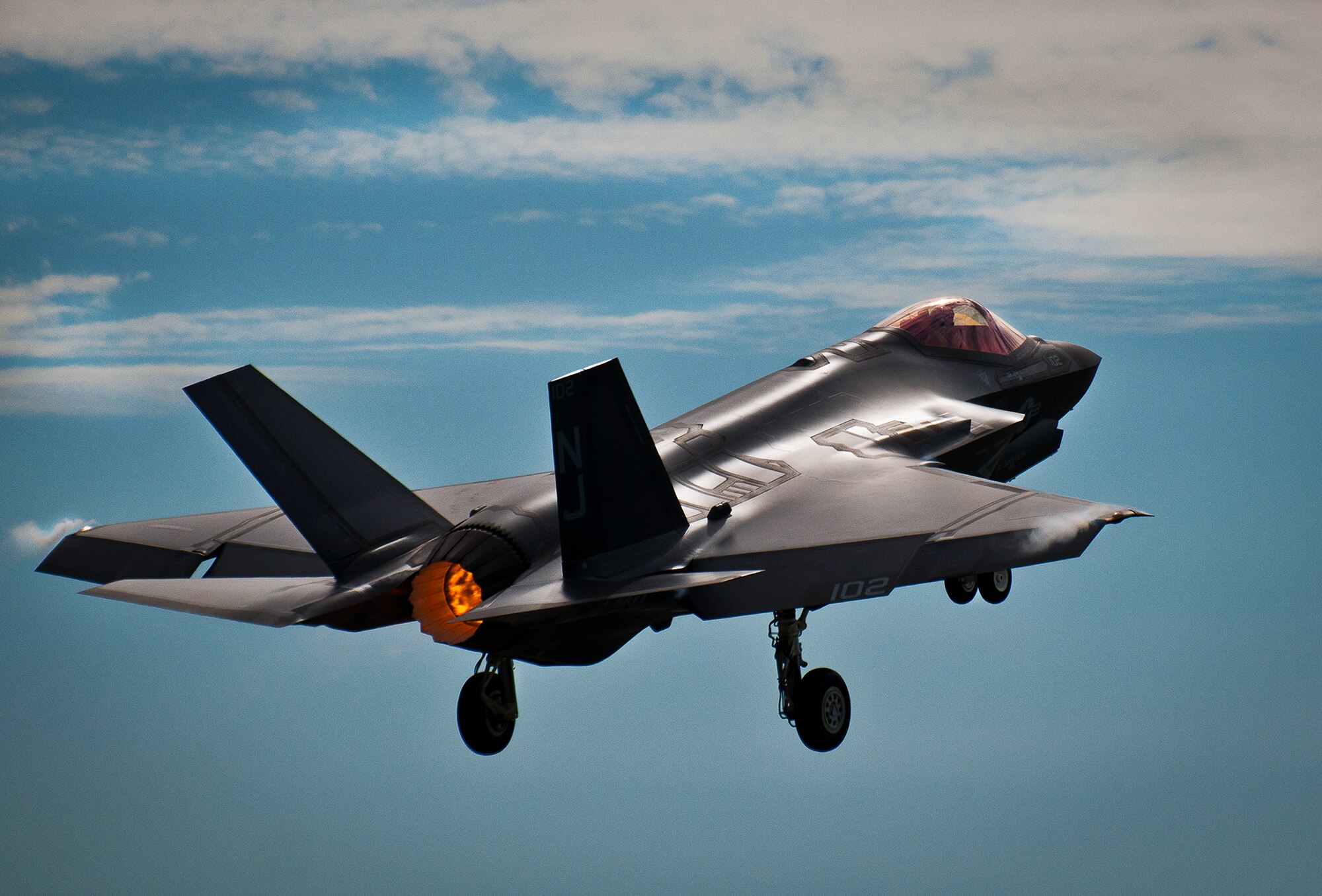A Navy F-35C Lightning II lifts off from the Eglin Air Force Base, Fla., runway Aug. 14.  To date, the Air Force, Marine Corps and the Navy have flown more than 2,000 sorties here.  (U.S. Air Force photo/Samuel King Jr.)