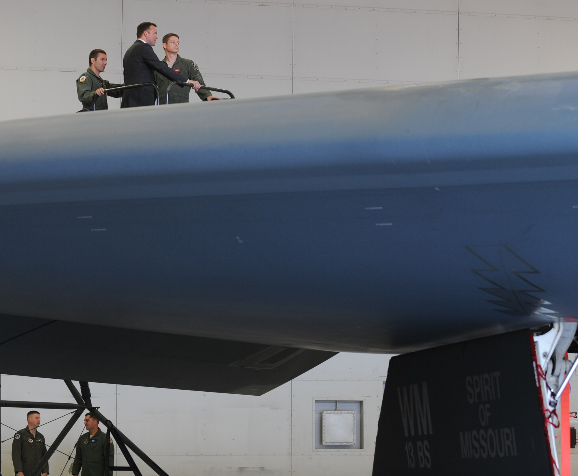 Acting Secretary of the Air Force Eric Fanning takes a tour of the B-2 Spirit during a visit with 509th Bomb Wing Airmen at Whiteman Air Force Base, Mo., Aug. 15, 2013. During his visit, the secretary talked about topics such as budget, sequestration and sexual assault. (U.S. Air Force photo by Staff Sgt. Alexandra M. Boutte/Released)