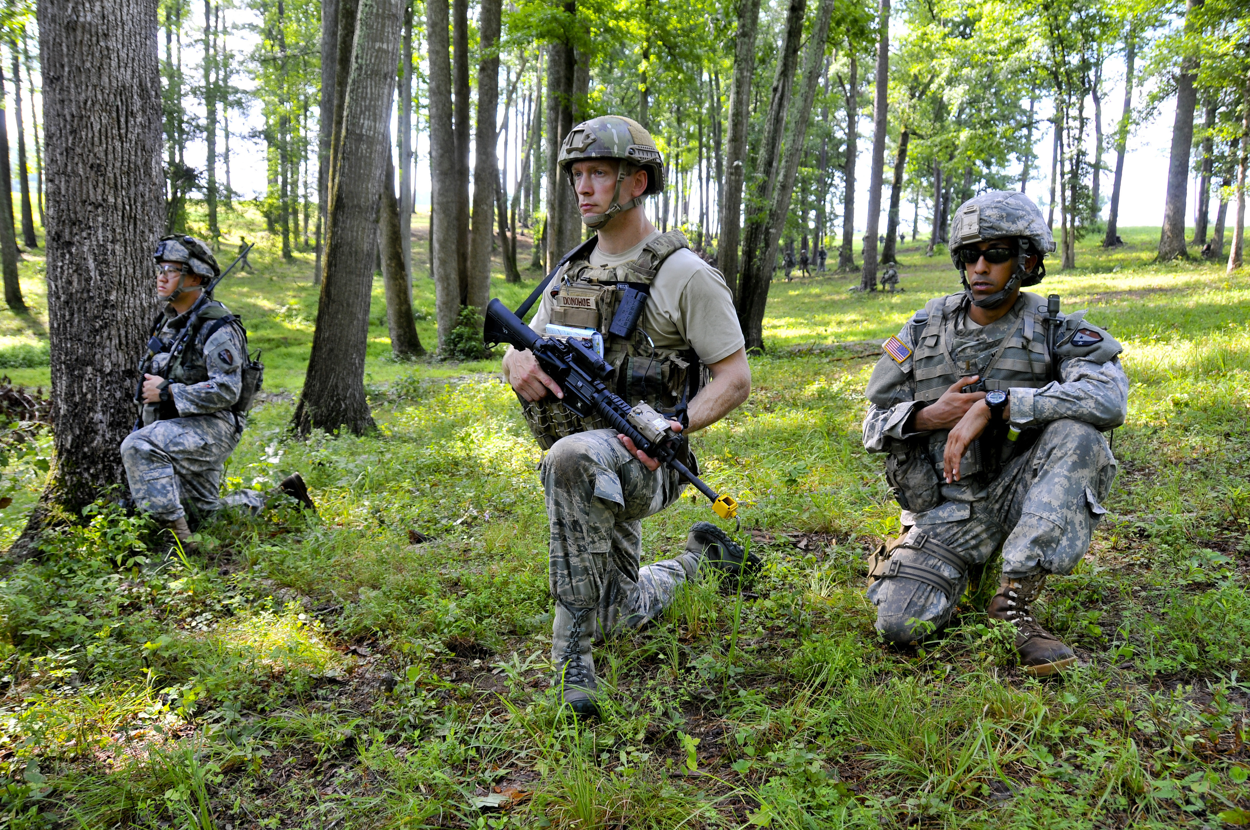 New Jersey Army and Air National Guard members train together at Fort Pickett, Virginia
