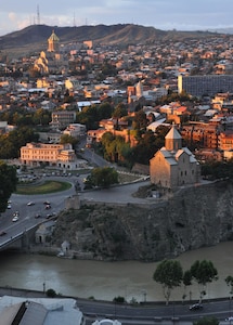 The sun sets over the ancient city of Tbilisi, site of Shared Horizons 2013, a bilateral exercise between the Country of Georgia and the U.S. Military. The Georgia National Guard has trained with the Country of Georgia since 1994 as part of the National Guard's State Partnership Program.