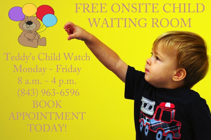 One year old Maxwell Shaw, son of Tech. Sgt. Michael Shaw, 437th Aerial Port Squadron cargo processing supervisor, plays at the Joint Base Charleston medical group's Teddy's Child Watch center while his mom went to a medical appointment, Aug. 20, 2013 at JB Charleston- Air Base, S.C. Teddy's Child Watch provides short-term staff supervision to well children ages six weeks through 11 years old. The purpose of Teddy's is to help alleviate the stress of parents and guardians trying to find child care during medical appointments. You can assure that their child's health, safety and well-being are protected. (U.S. Air Force Illustration/ Airman 1st Class Chacarra Neal)