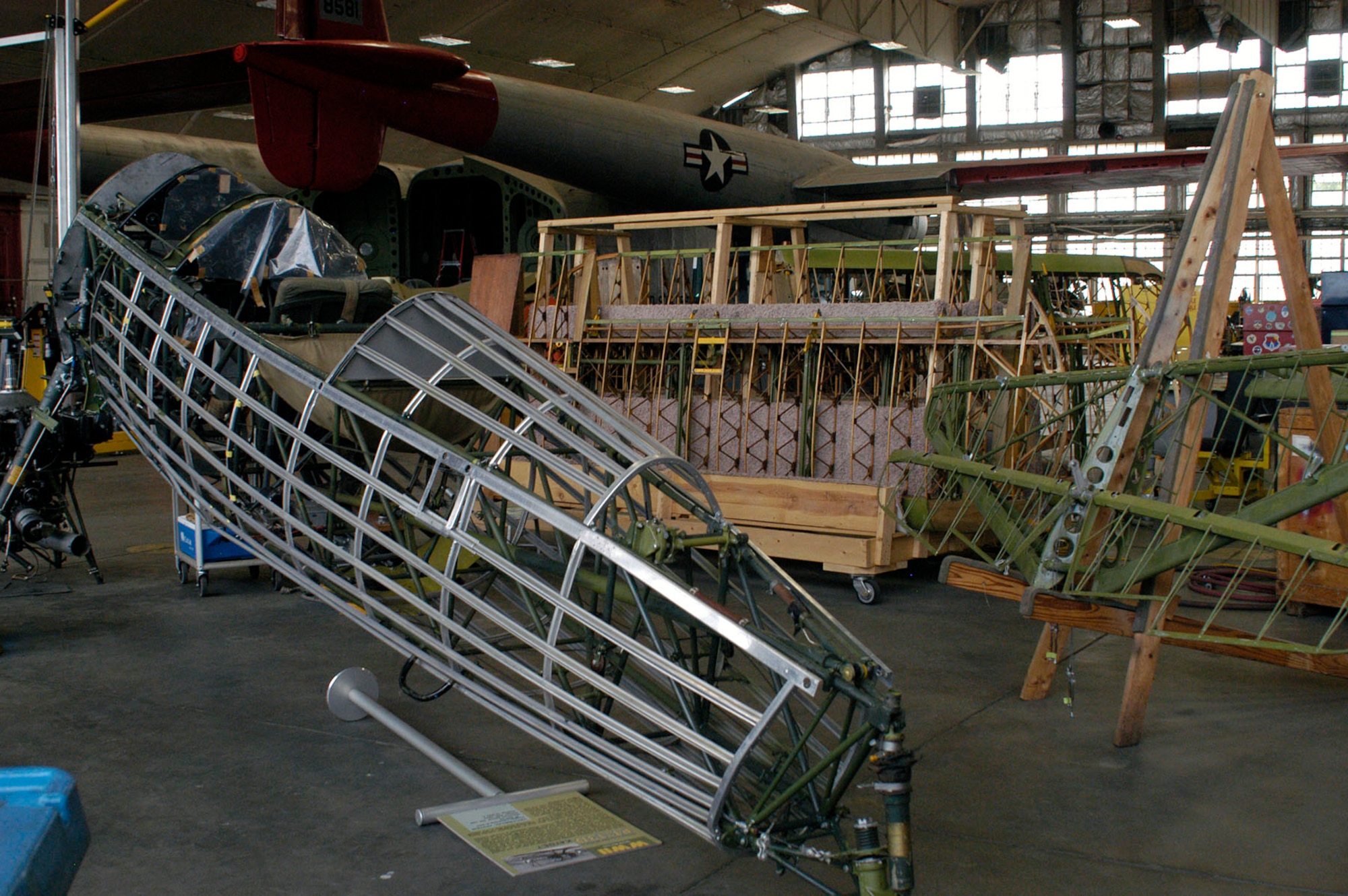 DAYTON, Ohio (08/2013) -- The Stearman PT-13D Kaydet is undergoing restoration. Plans call for the aircraft to be part of an expanded Tuskegee Airman exhibit in the World War II Gallery at the National Museum of the U.S. Air Force. (U.S. Air Force photo)