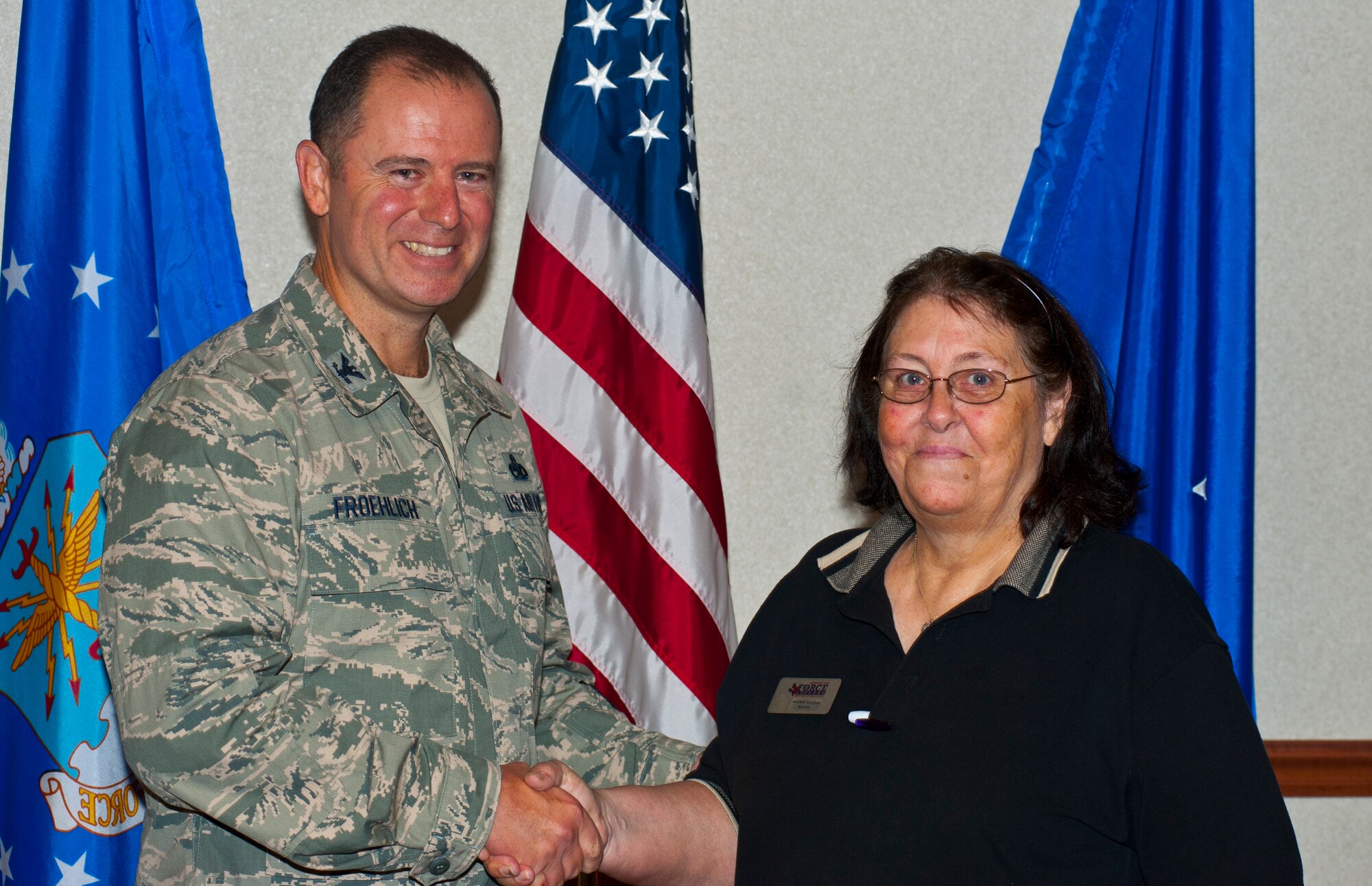 Mary Cook, an 82nd Force Support Squadron food service worker, earned the 82nd Training Wing commander's "Wingman of Choice" award Aug. 21. She was congratulated on her professionalism and work ethic. (U.S. Air Force photo by Airman 1st Class Jelani Gibson) 