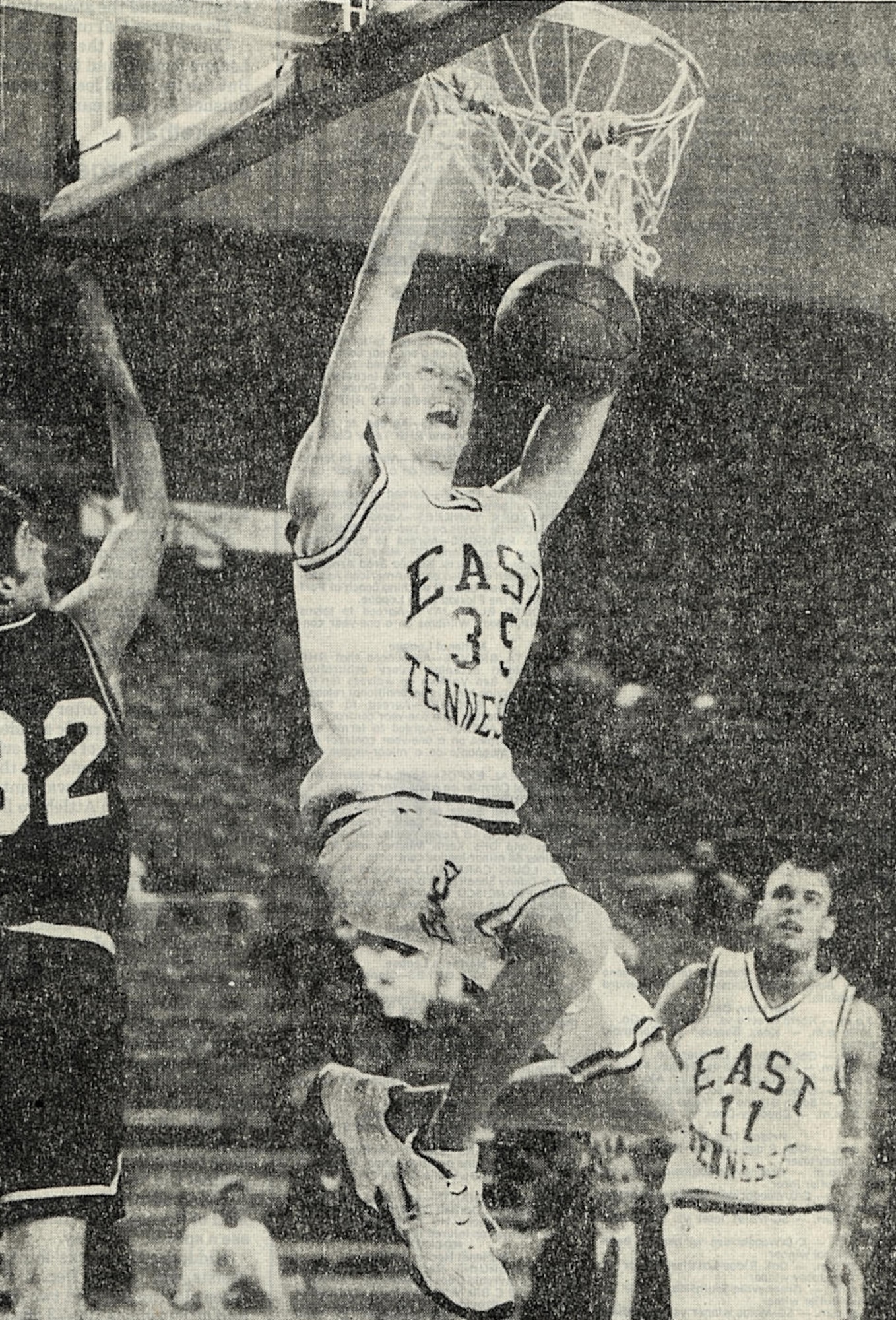 Davis slam dunks the ball as a freshman with East Tennessee State University in 1996. (Courtesy photo)