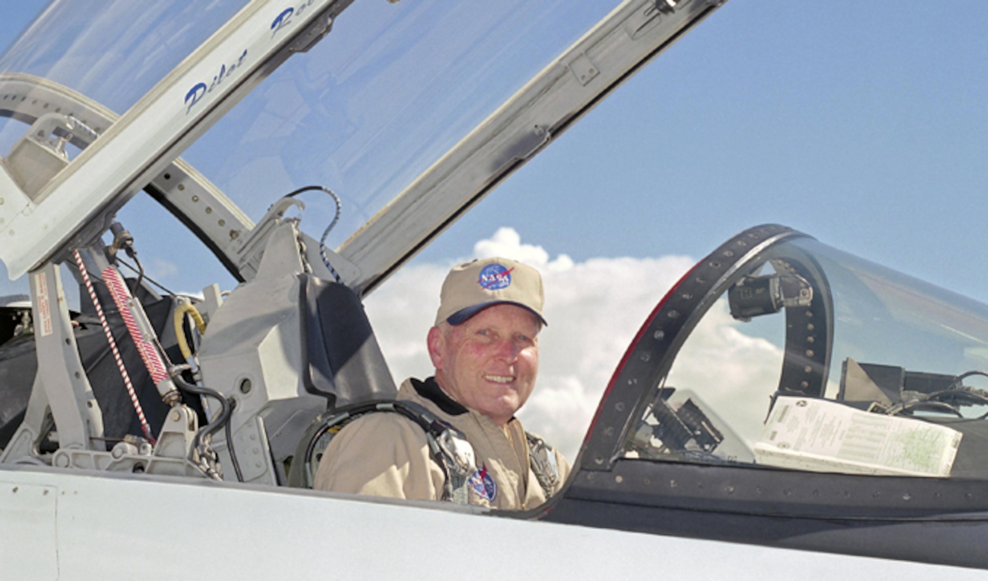 NASA astronaut and former Air Force test pilot, retired Col. Gordon Fullerton in the cockpit of a T-38 Talon mission support aircraft at NASA's Dryden Flight Research Center at Edwards Air Force Base, Calif. Fullerton passed away Aug. 21, 2013. (NASA photo/Tony Landis)