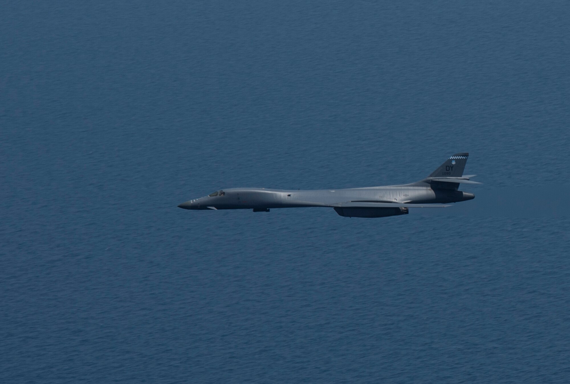 A 9th Expeditionary Bomb Squadron B-1B Lancer from the 379th Air Expeditionary Wing participates in exercise Spartan Kopis over the Arabian Gulf, Aug. 13, 2013. Spartan Kopis is a U.S. 5th Fleet training event that validates the effectiveness of using joint aviation assets in a maritime environment, as well as exercising joint force command and control structure and communications. (U.S. Navy photo/Mass Communication Specialist 1st Class Daniel Gay)