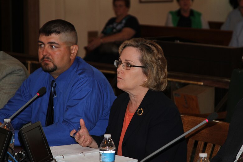 Jody Farhat, Chief of the Missouri River Basin Water Management Division of the Northwestern Division of the U.S. Army Corps of Engineers, testified Wednesday in St. Joseph, MO. before the Committee on Small Business of the United States House of Representatives, chaired by Missouri Congressman Sam Graves on "Missouri River Management: Does it Meet the Needs of Small Business? Photo by David Kolarik.
