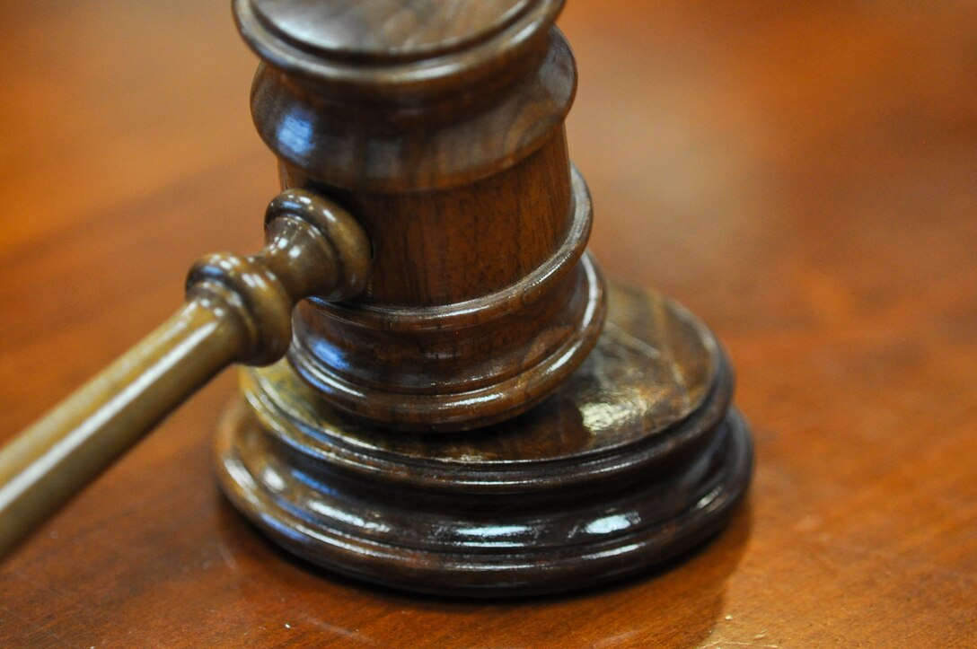 A judge’s gavel rests Aug. 21, 2013, in the legal office at Buckley Air Force Base, Colo. The gavel’s banging symbolizes the start of proceedings, a needed recess or to bring order to the court. (U.S. Air Force photo by Staff Sgt. Nicholas Rau/Released)